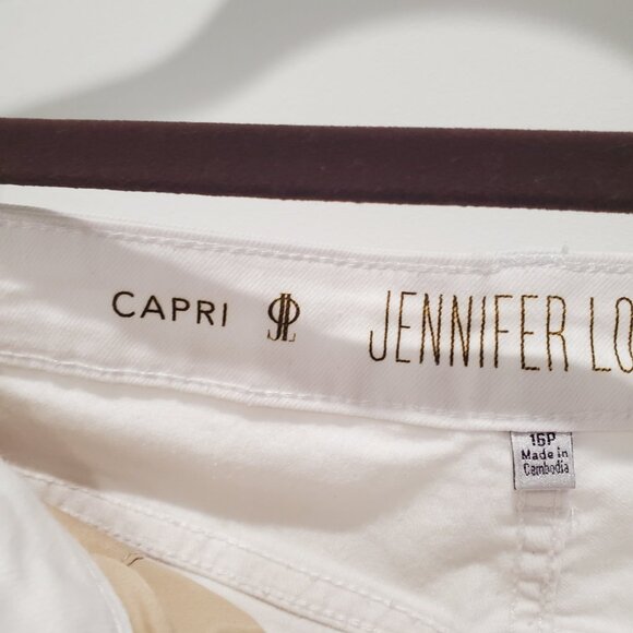 Jennifer Lopez White Cotton Spandex Blend Capri 5 Pocket Style Jeans   16P - Picture 9 of 10